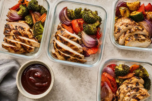 Low sodium BBQ sauce with grilled chicken meal prep