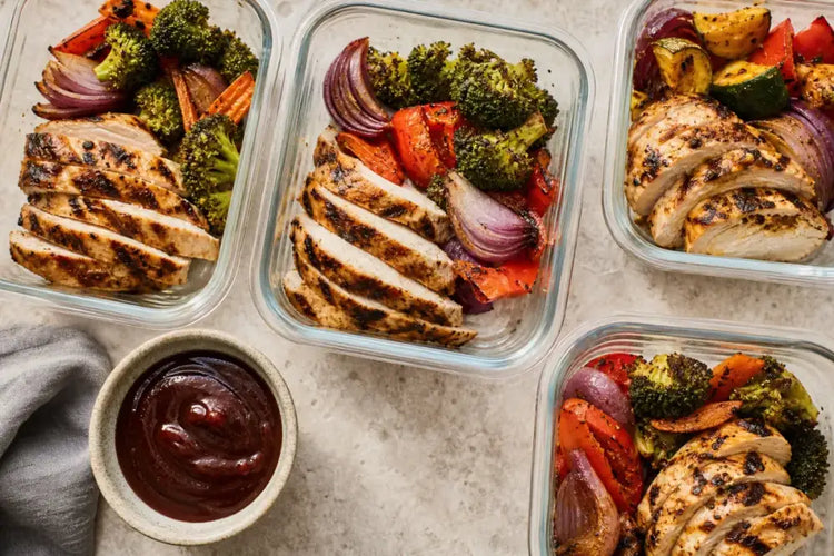 Low sodium BBQ sauce with grilled chicken meal prep
